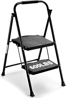 ALPURLAD Step Ladder 600lbs Extra Large & Wide 2 Step Stools Personalized Folding Step Stool Anti-Slip Step Stools for Adults Household, Kitchen Foldable Step Stool
