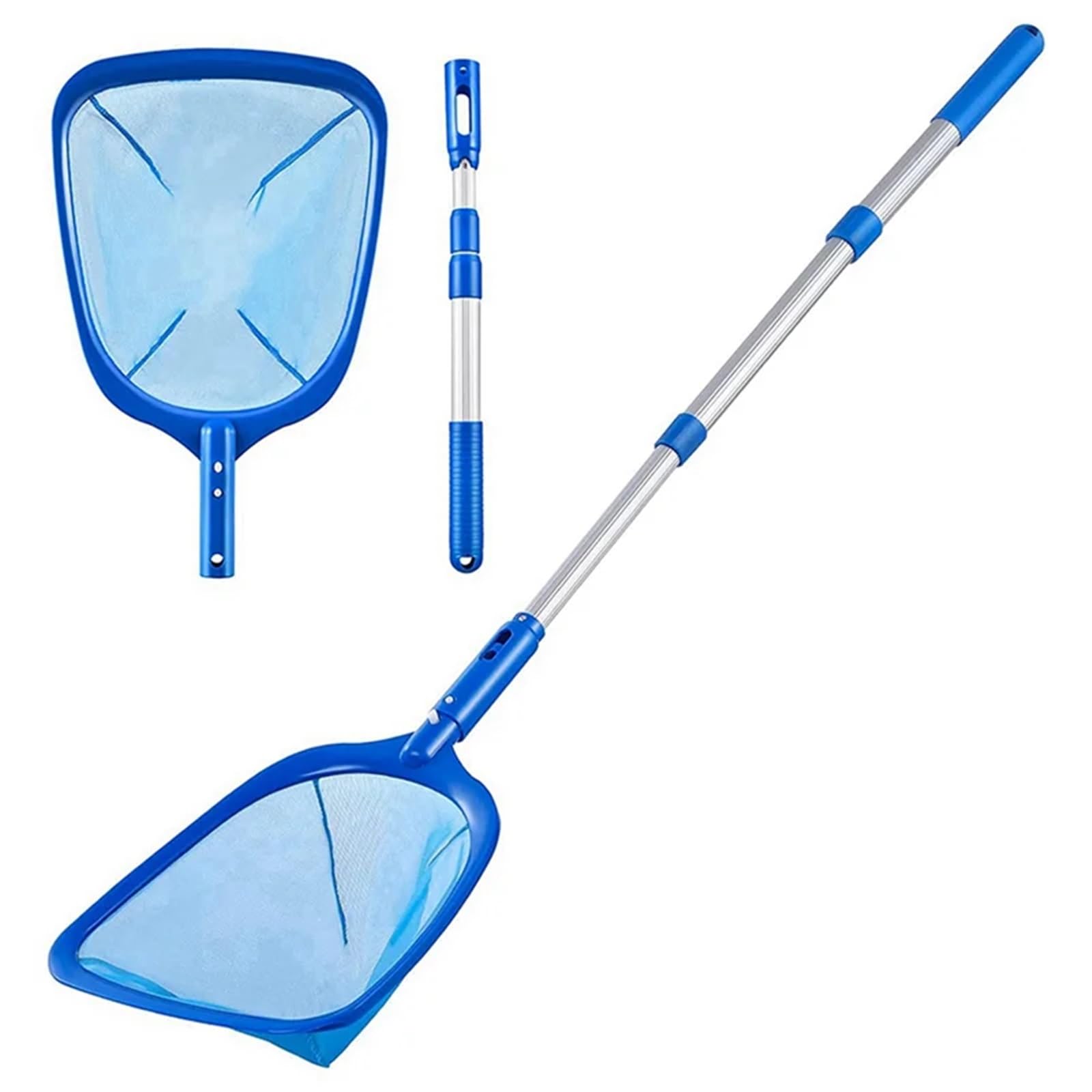 Lot de 2 épuisettes Piscine avec Manche en 3 Sections, épuisette à Mailles Fines, télescopique, Ultra-Fine pour Piscine Étang