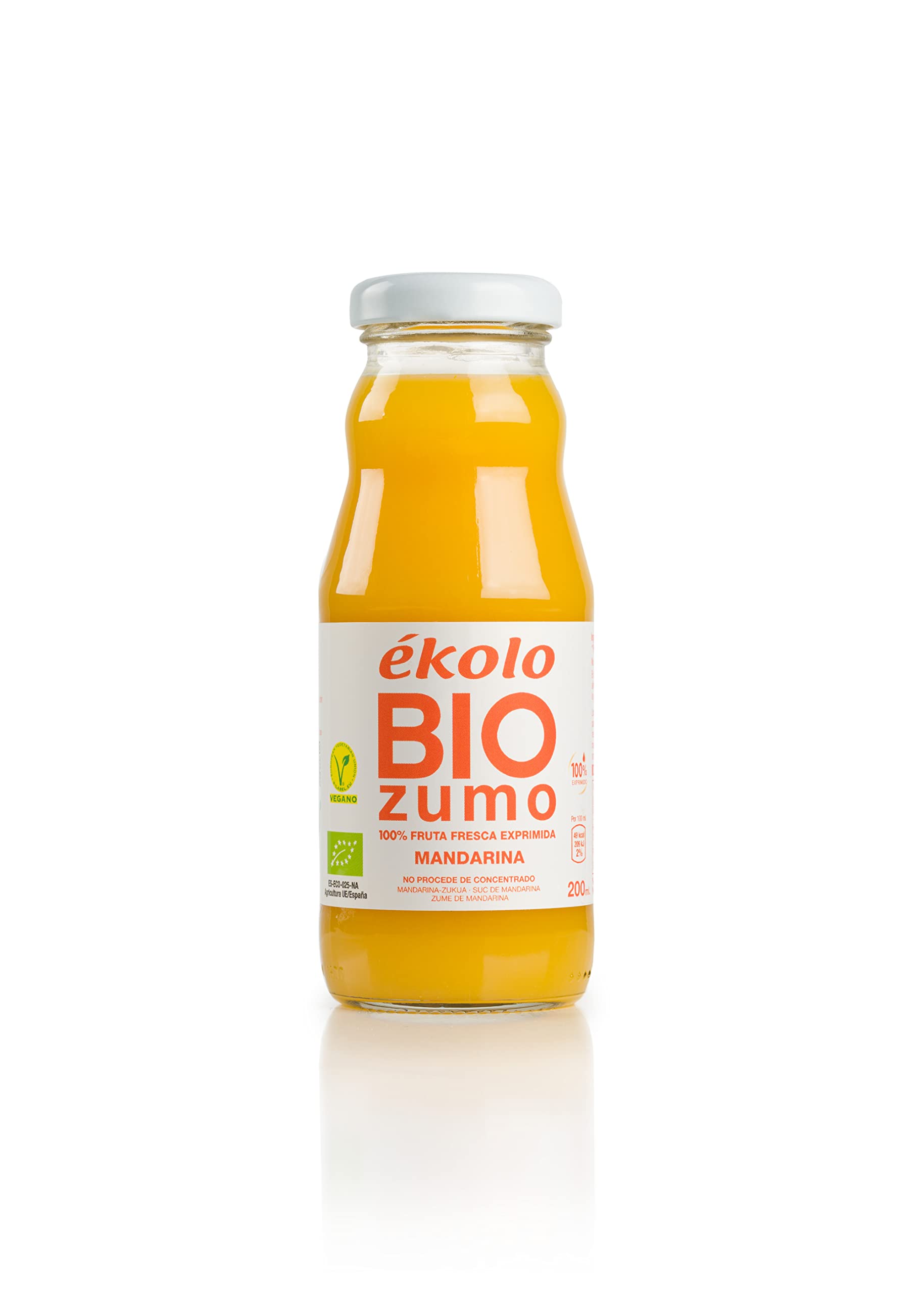 Ekolo Zumo de Mandarina Ecológico 100% Exprimido 12 x 200 ml 2400 ml