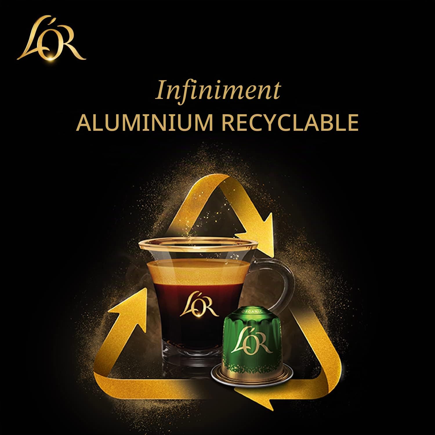 L'OR - Capsules XXL - Splendente - Intensité 7 - Torréfaction Légère - Compatibilité Exclusive L'OR BARISTA® - 5 lots de 10 capsules aluminium