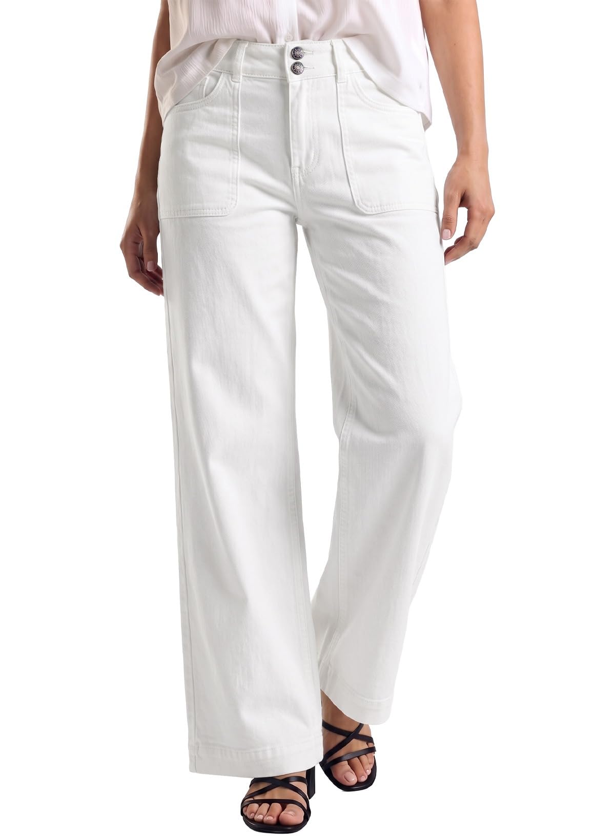 Sidefeel Women's Wide Leg Jeans High Waisted Stretchy Tummy Control