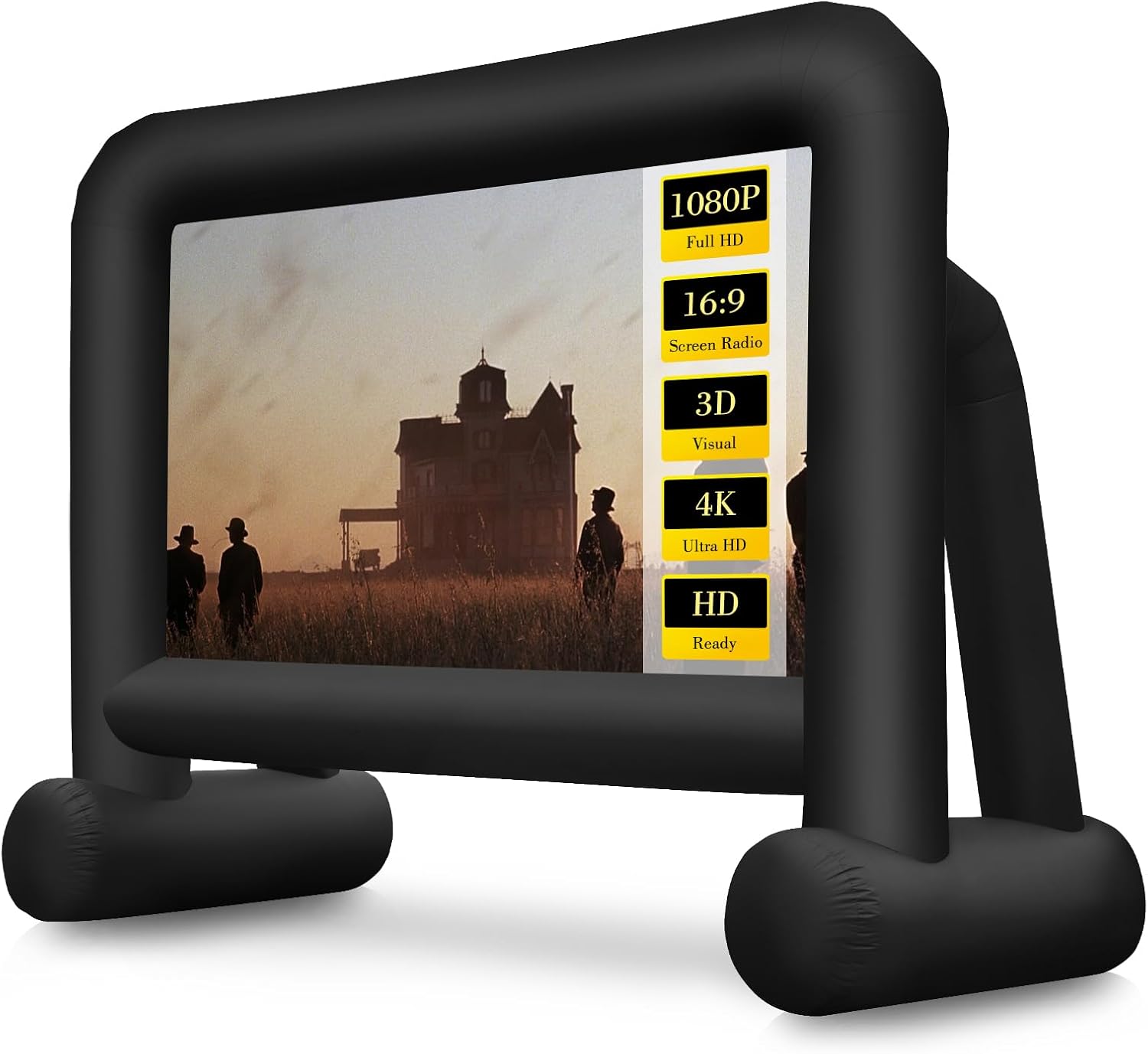 16ft Inflatable Movie Screen Outdoor Projector Screen Build-in IP68 Blower and Carry Bag, Front & Rear Projection, Plug & Play Blow Up Screen for Backyard Movie Night, Pool Theme Parties, Celebrations