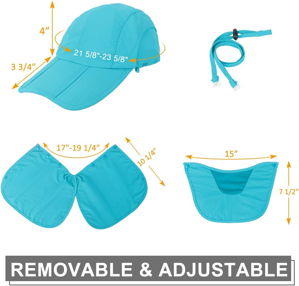 CRISTGEE Foldable Sun Cap with Face Mask and Neck Flap, One Size, Blue, photo 3 of 6