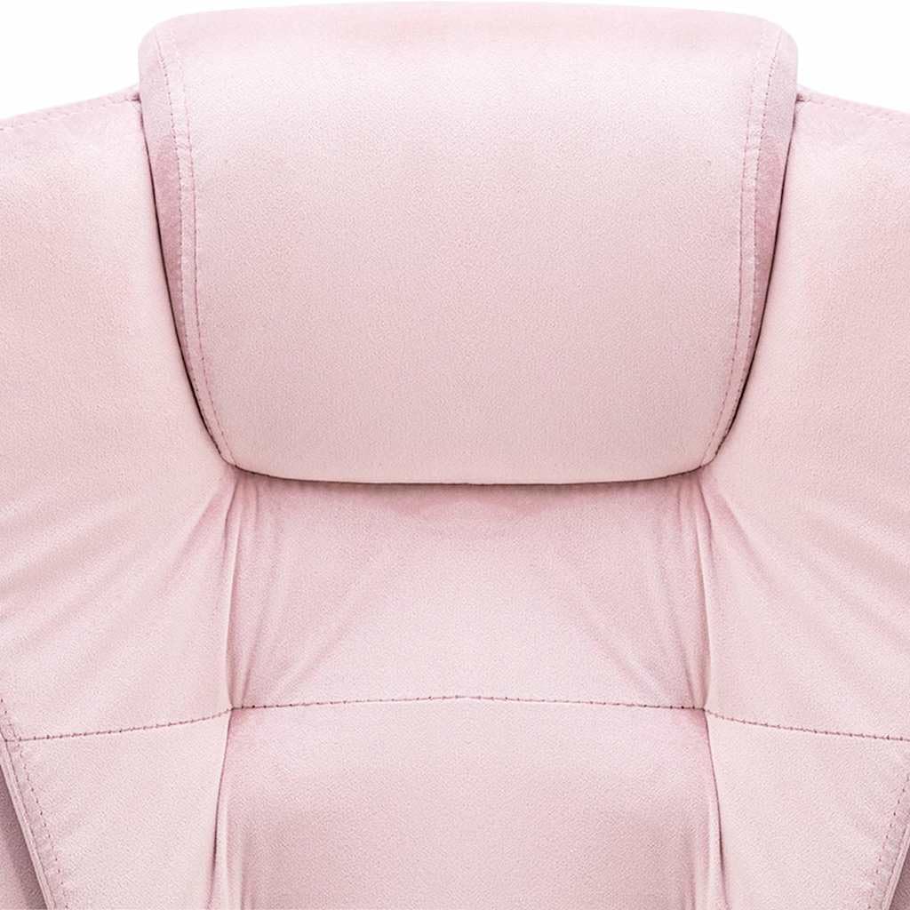 Sedia da ufficio massaggiante in velluto rosa con 4 punti di massaggio e funzione riscaldante, ergonomica, regolabile in altezza, con ruote, braccioli e schienale, ideale per casa e studio