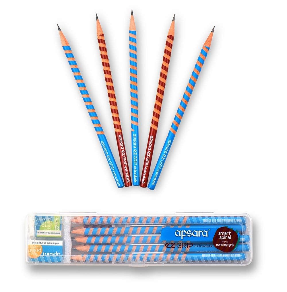 Apsara EZ Grip Pencil | Black Hexagonal Body for Strong Grip & Good Handwriting | Free Sharpener & Eraser | Non-Toxic | Pack of 20-image-7