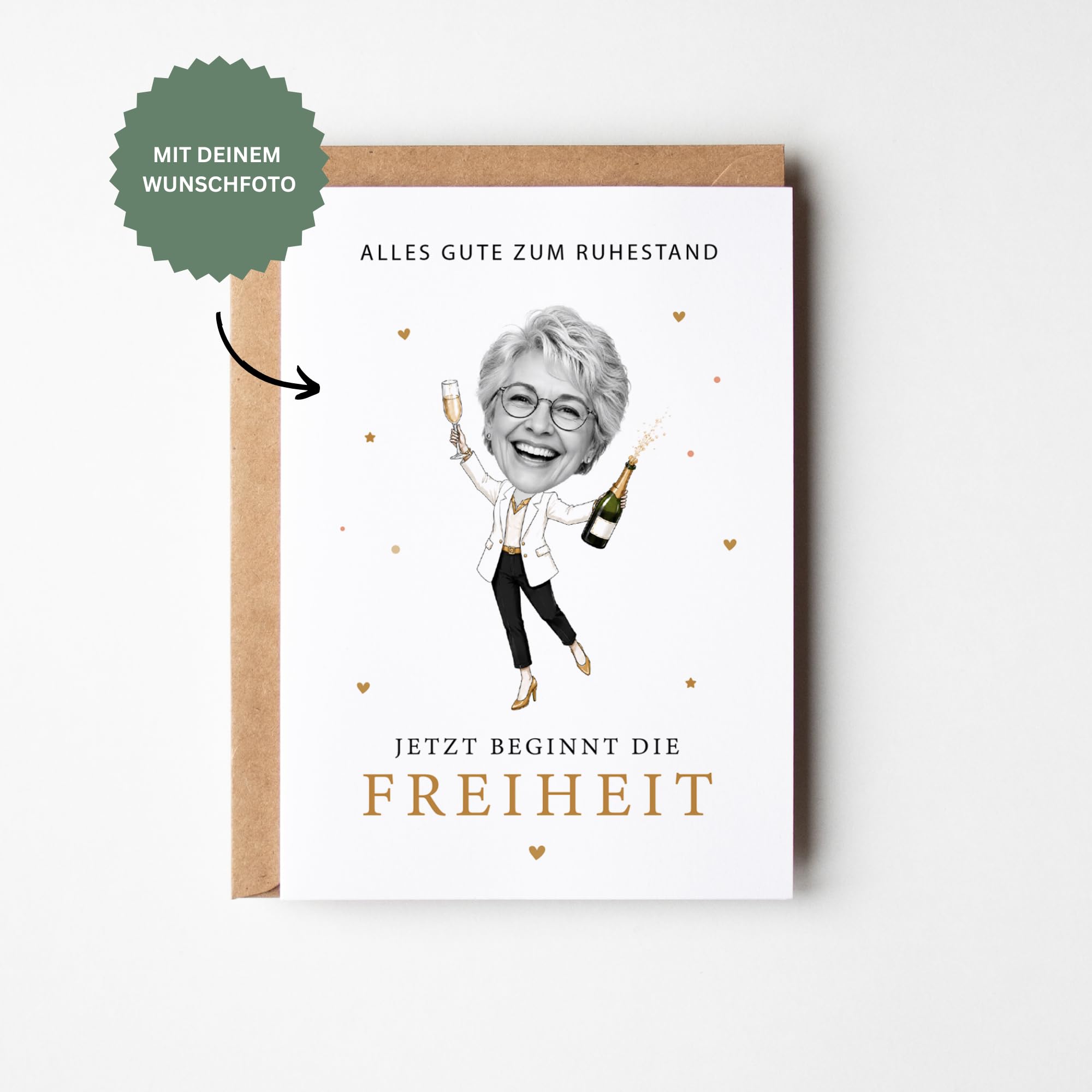Personalisierte Ruhestand Karte mit Foto | Lustige Karte zur Rente für Kollegin | Abschiedsgeschenk Lieblingskollegin | Karte zur Pension
