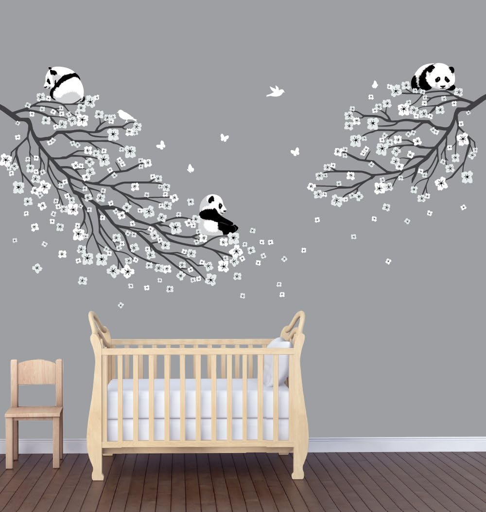 Flowering Branch Decals, Panda Wall Decals, Tree Wall Décor