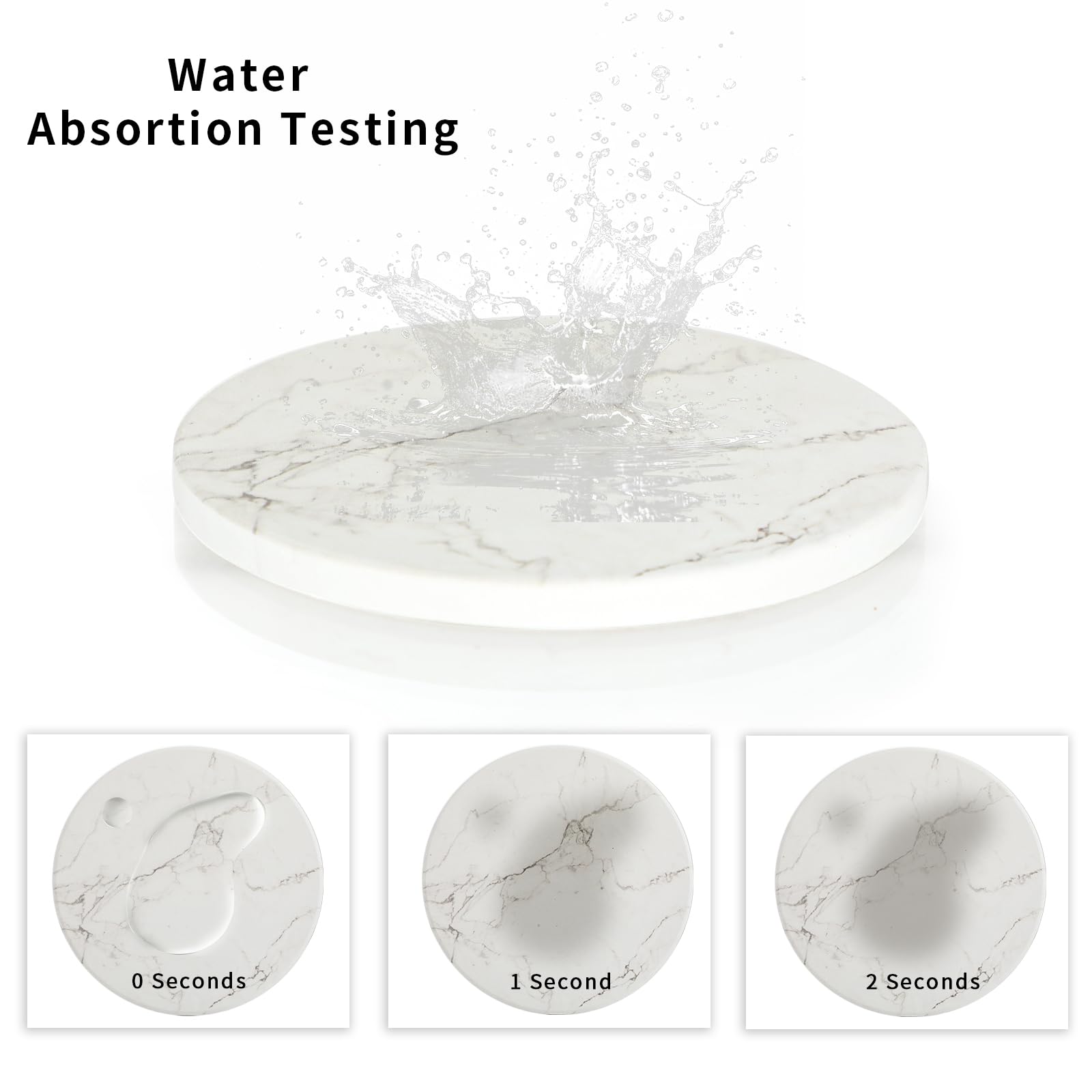 Posavasos con Soporte - Juego De 6 Posavasos Absorbentes - Coasters - Base Antideslizante - Absorción Rápida De Agua - Diseño De Mármol