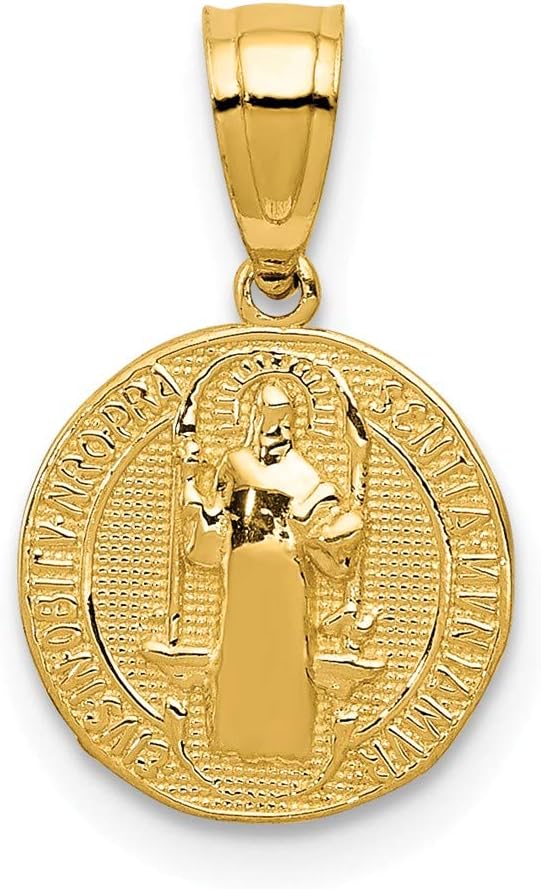 Diamond2Deal 14k Yellow Gold San Benito 2 Sided Round Small Pendant (L- 16.85 mm W- 10 mm)