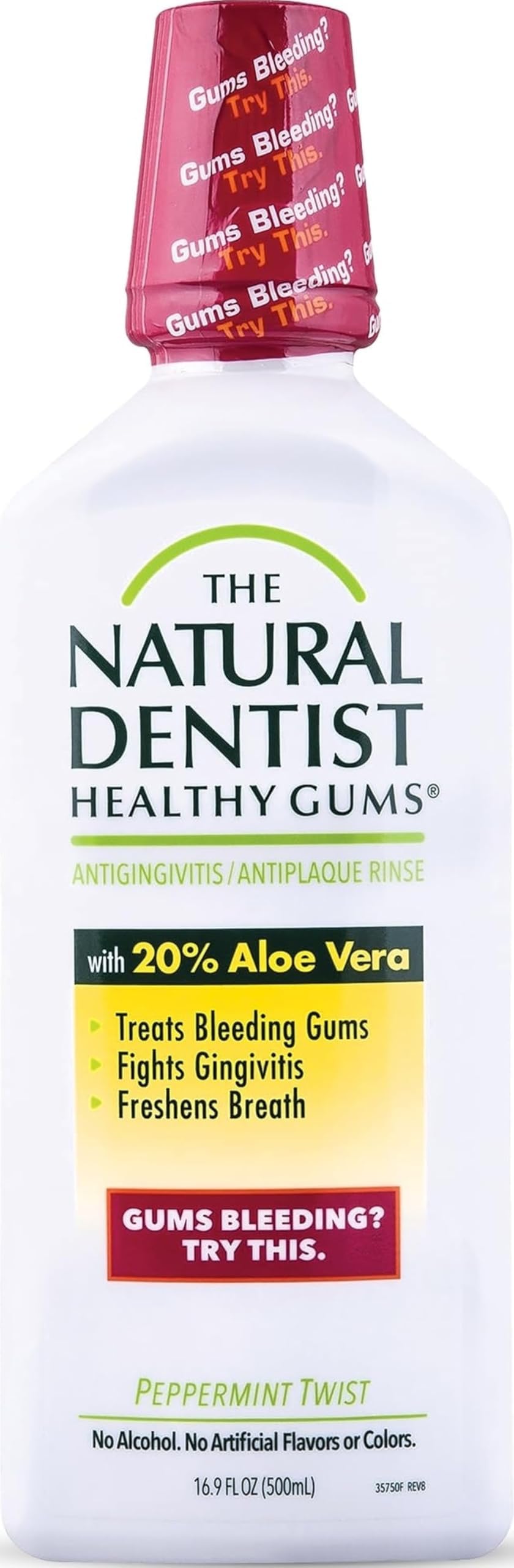 Peppermint Twist Mouthwash, No Alcohol & No Fluoride, Plant-Based Daily Rinse that Refreshes & Comforts the Mouth, 16.9 fl oz