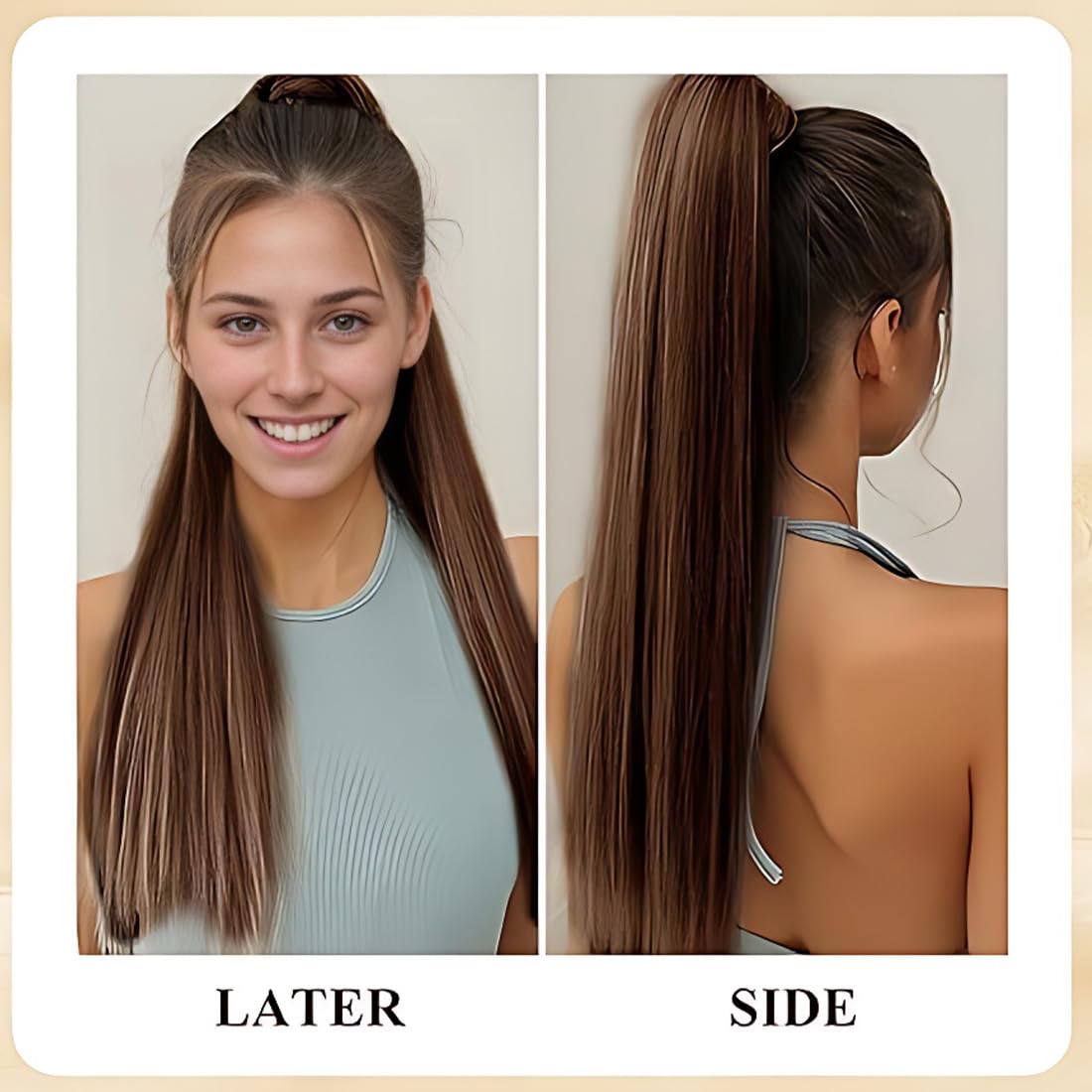Coleta Postiza Extensiones Pelo, Coleta Postiza Pelo Naturalde De 60 Cm De Largo Cabello Liso, Cabello Sintético Para Mujeres Y Niñas