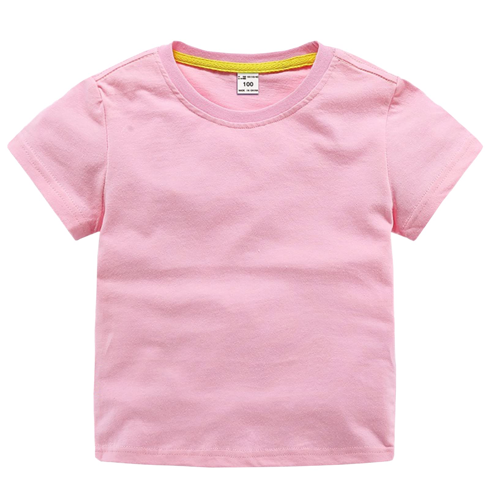 Yimutian Camiseta Niño & Niña Lisa Camisetas de Colores Manga Corta 100% Algodón Verano Algodón Blusa para Niños