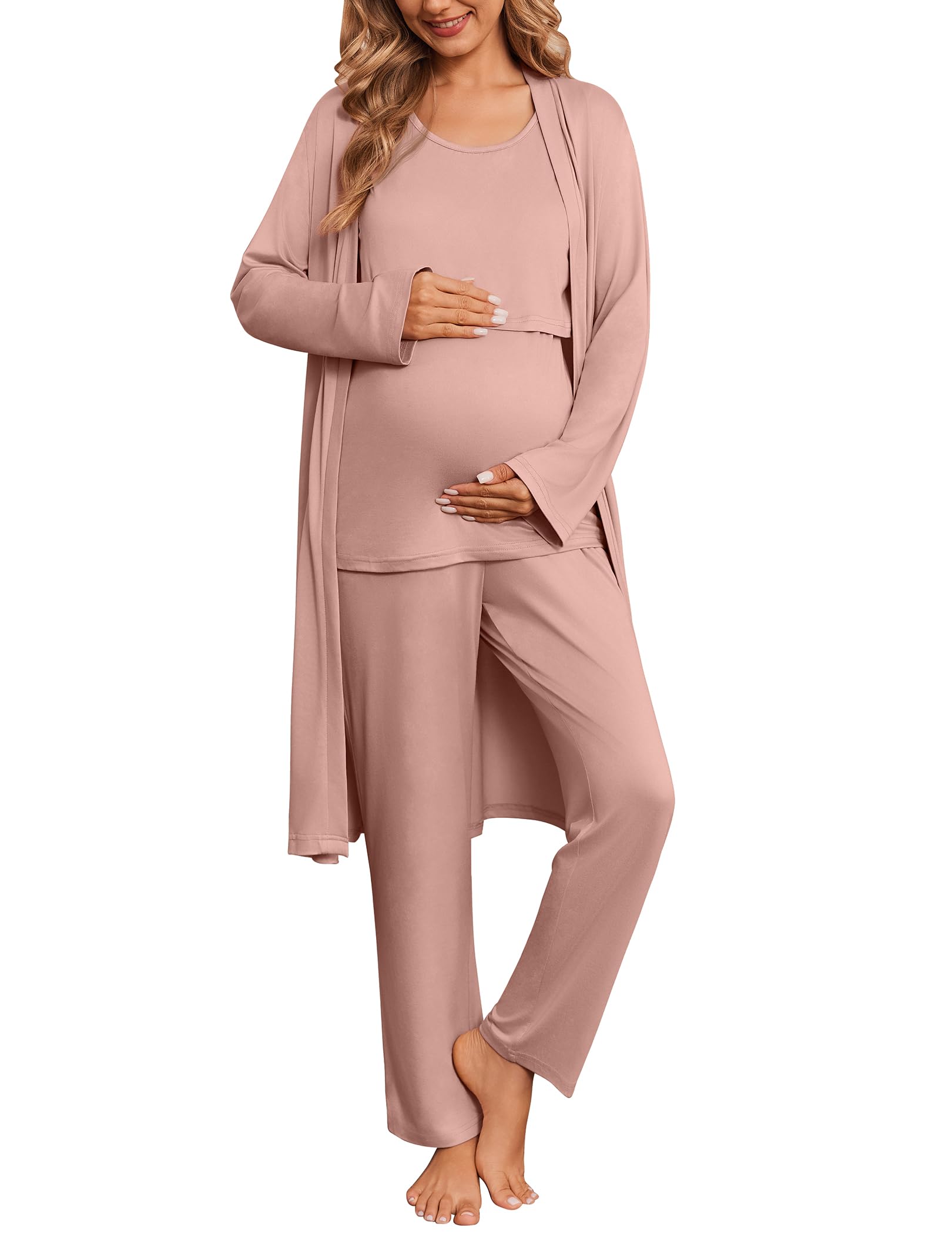 Ekouaer 3 Piece Nursing Robe Set