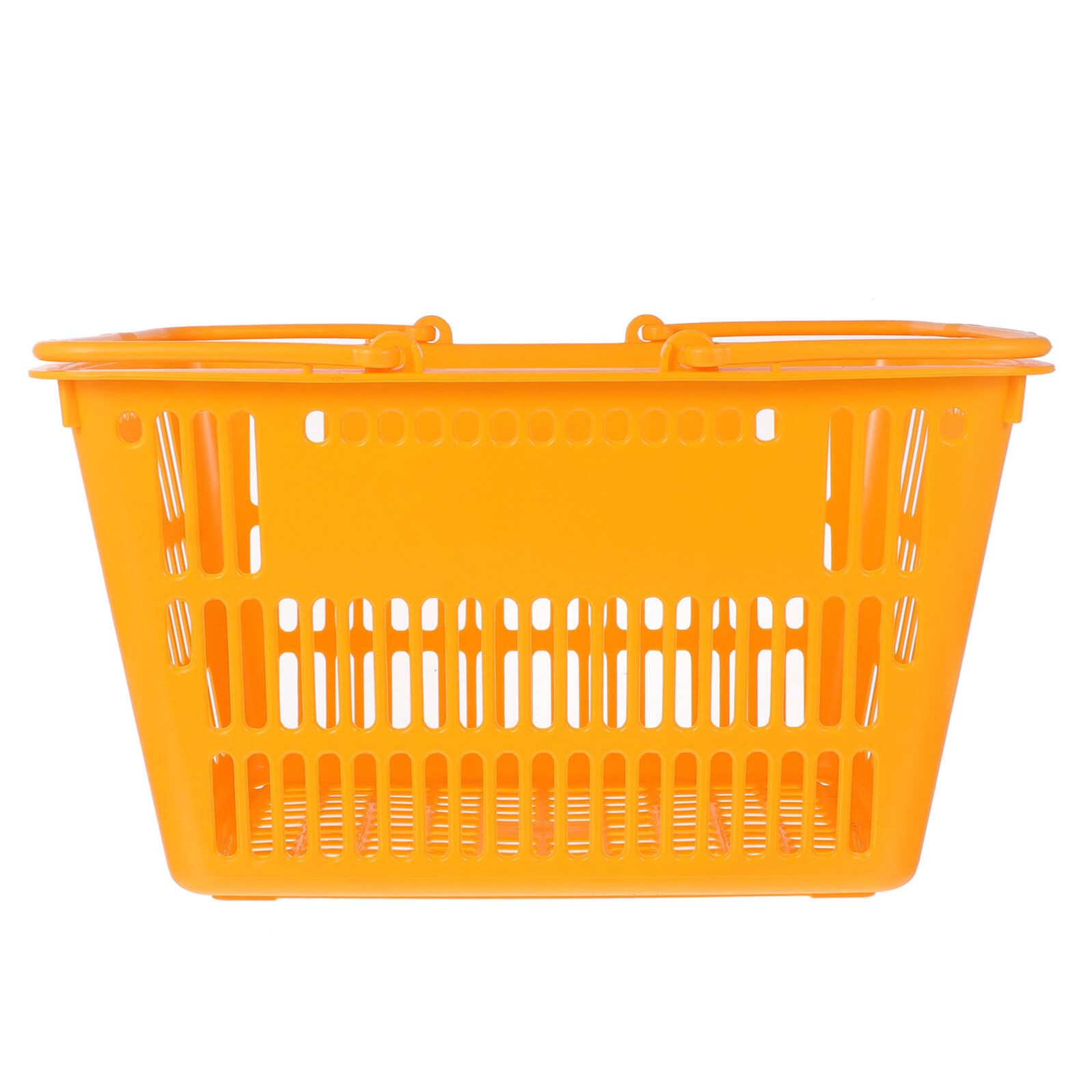Cesta de Compra de Plástico Naranja con Asas Portátil | Supermercado y Compra, Resistente al Desgaste, Formato Ligero de Uso Diario