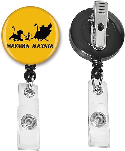 Miniatura 2 de Hakuna Matata Retractable Badge Reel ID Card Badge Holder with Alligator Clip Name Badge Holder Office Employee Name Badge