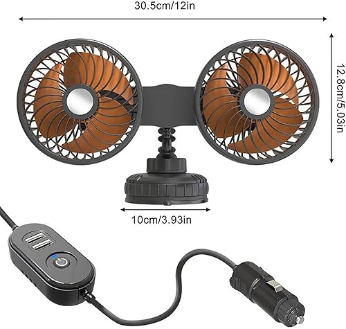 Miniatura 7 de Ventilador de coche de refrigeración USB Ventilador eléctrico ajustable multiángulo giratorio doble cabeza ventiladores de aire que soplan aire frío