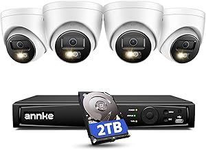ANNKE 12MP PoE CCTV Security Camera System - 4X 12MP Ultra HD IP Camera, Colour Night Vision, Person/Vehicle Detection, 8CH NVR CCTV System with 2TB HDD, IP67 Weatherproof, 24/7 Recording, H1200