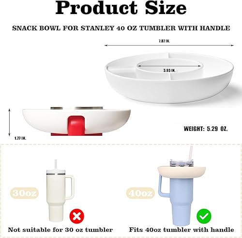 Miniatura 4 de Stanley - Tazón de aperitivos para aperitivos Stanley de 40 onzas con asa, paquete de 2 vasos de estadio con funda protectora de silicona, anillo