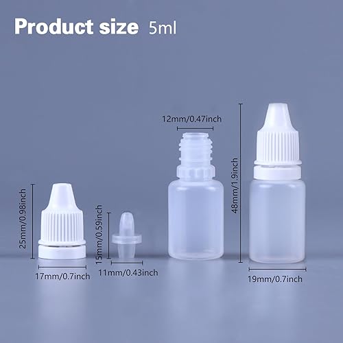 Miniatura 2 de 12 piezas 5 ml botellas blancas de plástico vacías con cuentagotas flexibles portátiles para líquidos de ojos, pequeños contenedores recargables