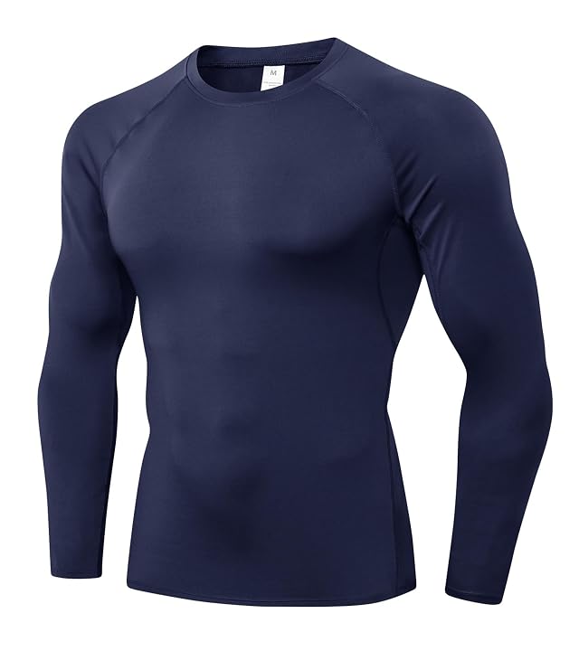 Mens Compression Shirts Long Sleeve Quick Dry Athletic Running T-Shirt Workout Sports Gym Base Layer Tops