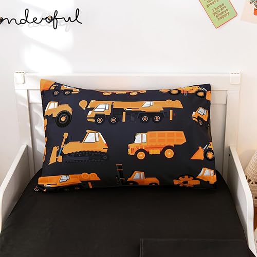 Miniatura 4 de NTBED Juego de ropa de cama de construcción de 4 piezas para bebés, niños, camiones, vehículos, excavadoras, coches, impresos, incluye edredón,