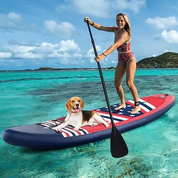 10ft Inflatable Paddle Board Inflates in 5 Minutes, 300lb Capacity, Adjustable Paddle & Backpack