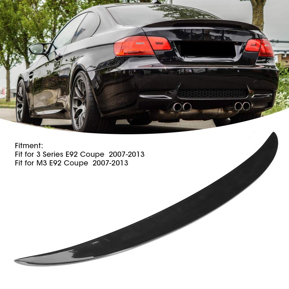 Tylny Spojler Bagażnika do Serii 3 E92 Coupe 2007-2013, Błyszczący | Plastik ABS, Wysoki Połysk, Zabezpieczony UV, do M3 E92 2007-2013, łatwy montaż z taśmą, Poprawia aerodynamikę i docisk.