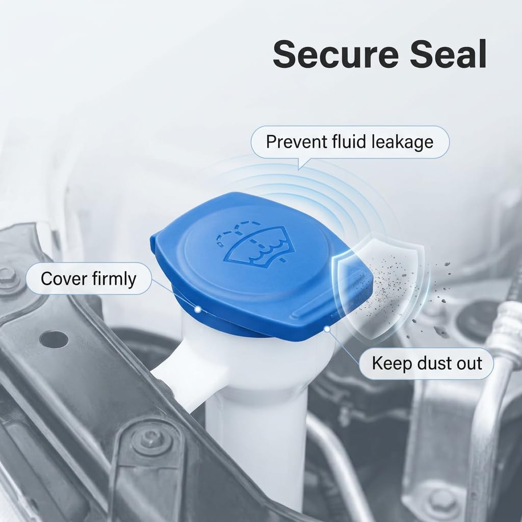 Tapa de repuesto para depósito de líquido limpiaparabrisas (paquete de 2), accesorio universal para la mayoría de los modelos de vehículos, duradera, a prueba de fugas, fácil montaje, color azul