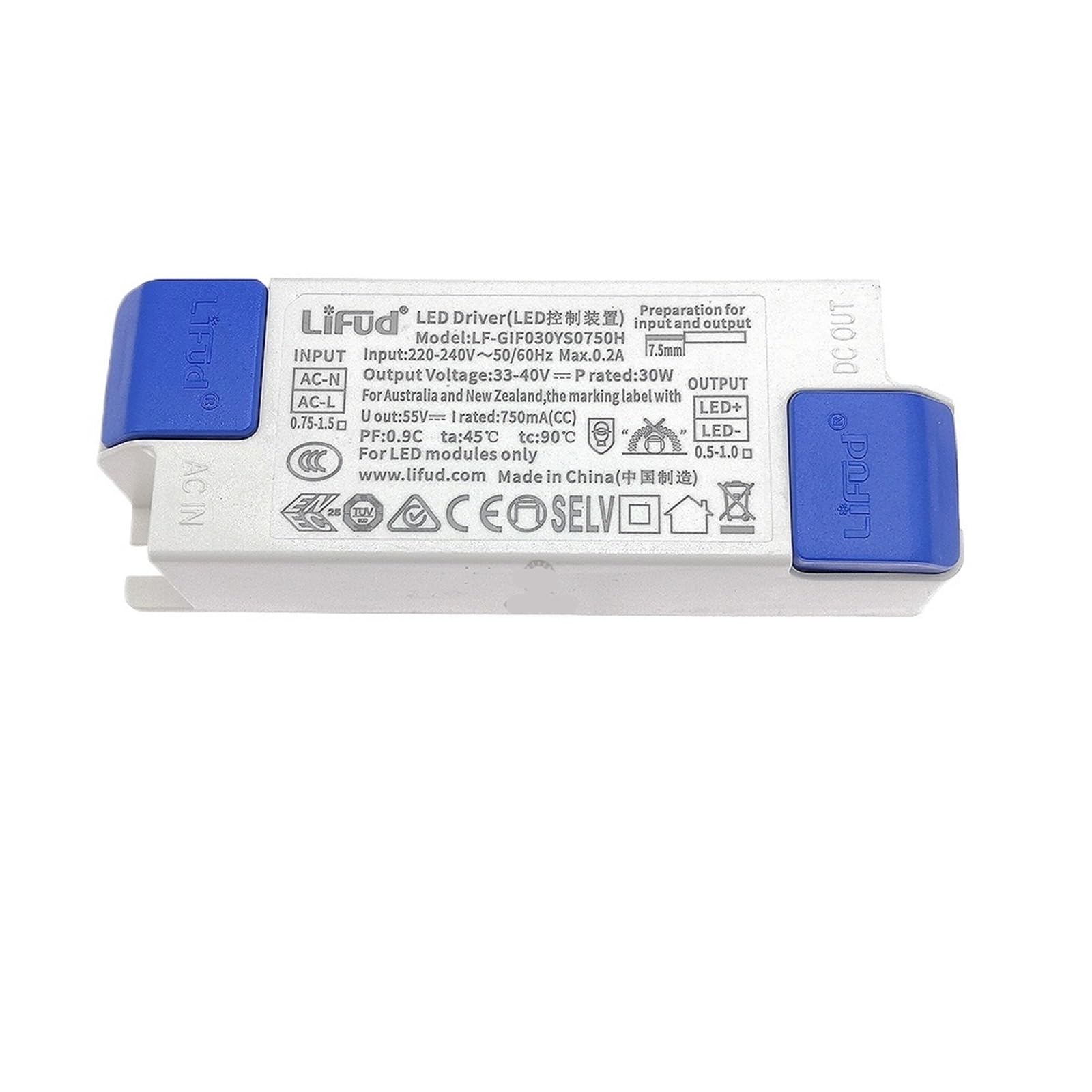 FCARUMIQP No Flicker High PF LED Driver LF-GIF030YS DC33-40V 600mA 700mA 750mA Lighting Power Supply for Modules(LF-GIF030YS0750H)