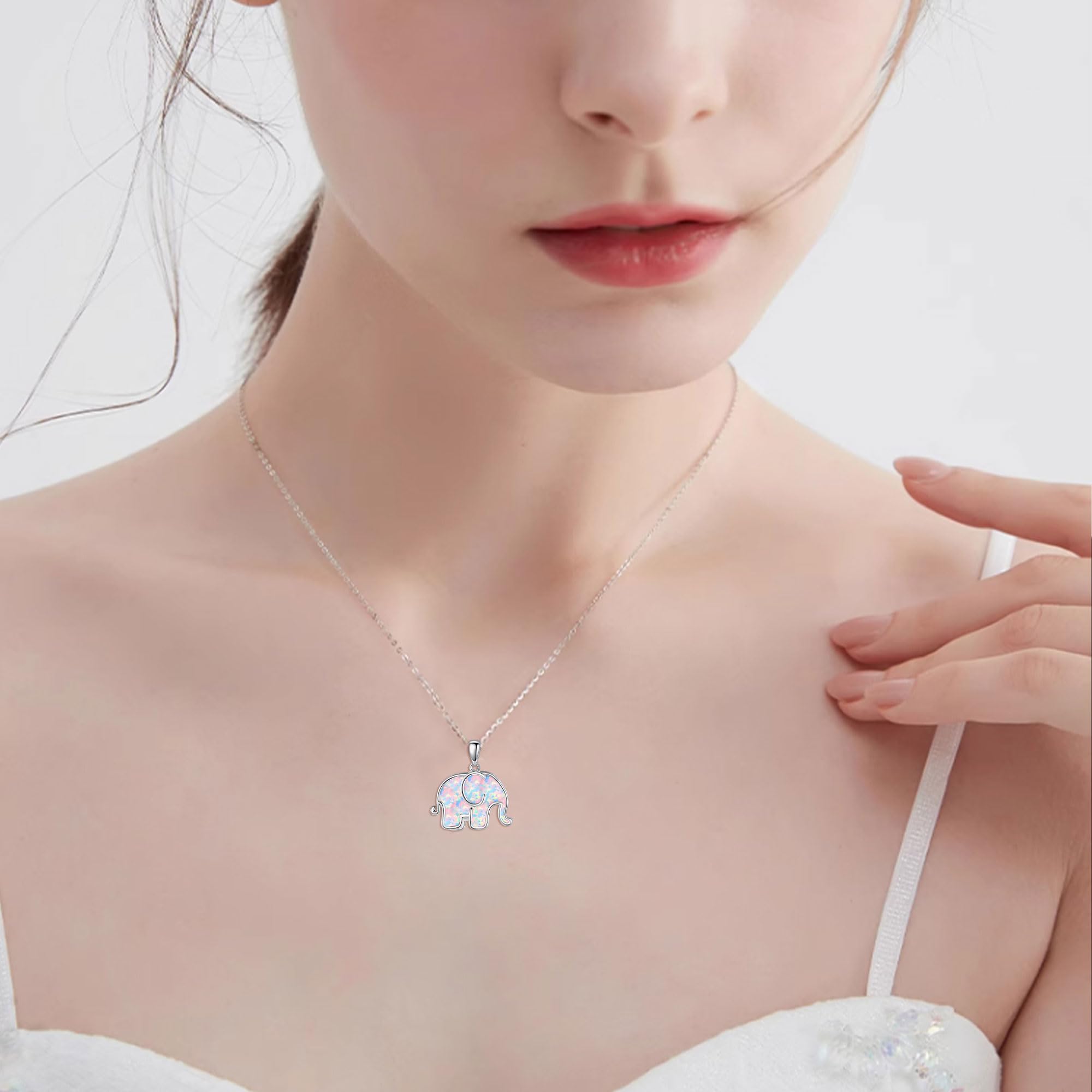 URONE Argento 925 opale catena fenice/farfalla/elefante ciondolo collana gioielli animali regali per le donne, argento sterling e opale, Nessuna pietra preziosa