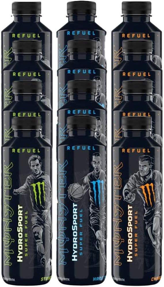 Monster Energy Monster HydroSport x 12 Energy Drink mix Of Three Flavours Hang Time, Striker, Charge