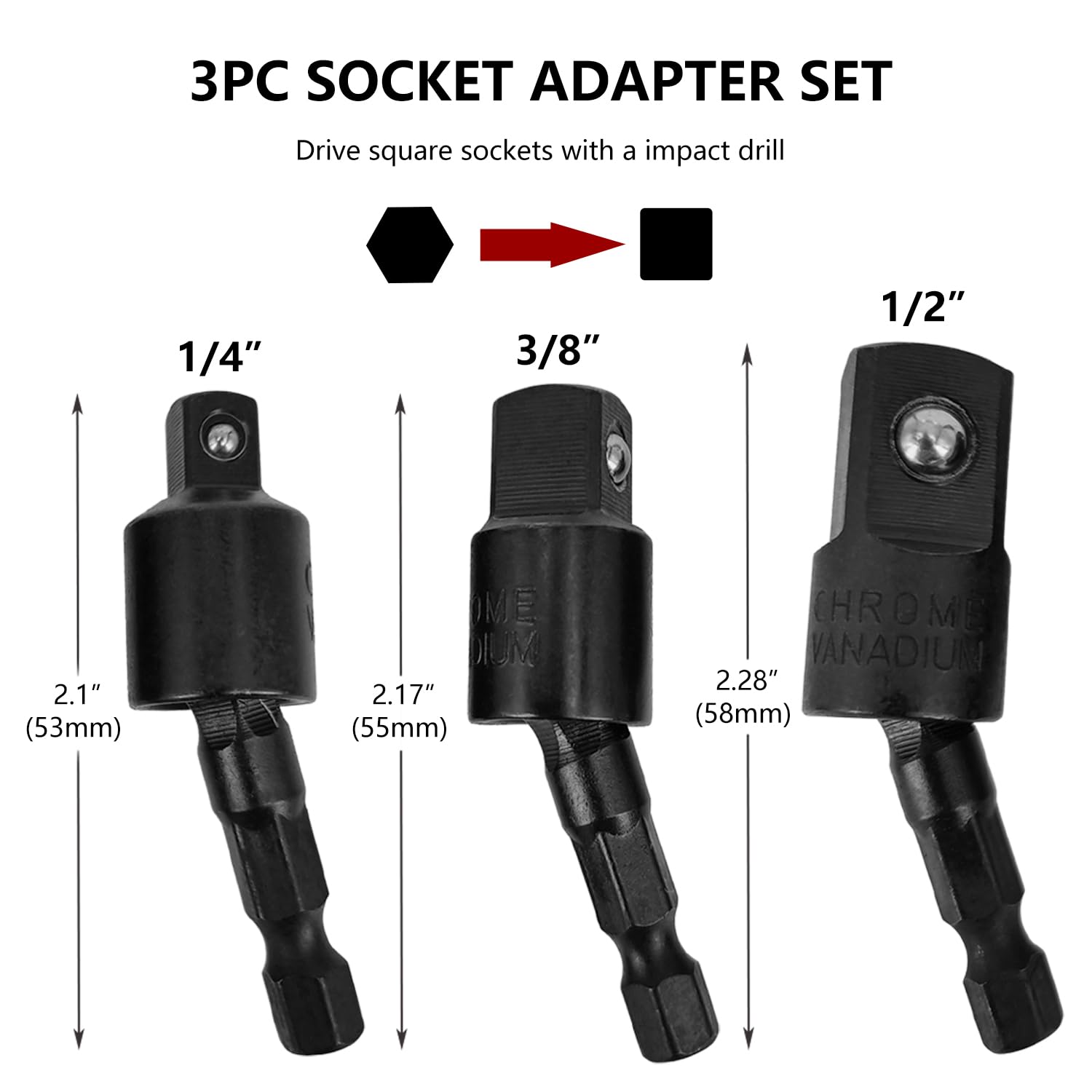 Snapklik.com : Hymnorq 3PC Wobble Socket Adapters, 360 Degree Rotatable ...