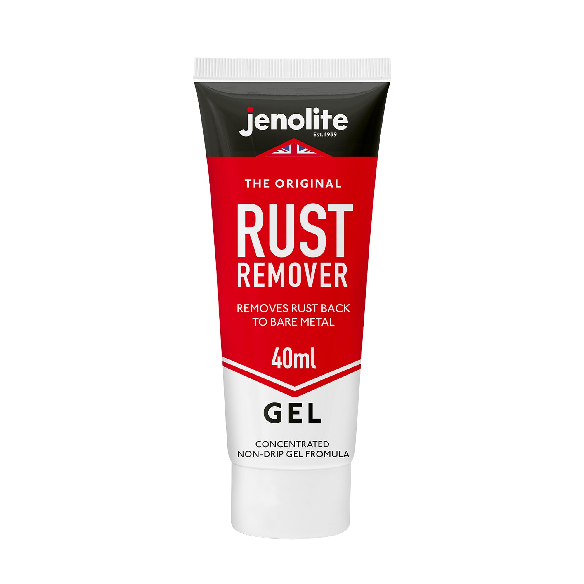 JENOLITE Gel Rust Remover for Metal 40 ml (1.3 fl oz). Non‑Drip Naval Jelly for Automotive and Vertical Metal Surfaces. Fast‑Acting Concentrated Gel Dissolves Rust to Bare Metal. Made in Britain