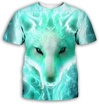 Maglietta Verde A Manica Corta Wolf Animal Men's Summer Nuova Maglietta  Girocollo Allentata Manica Corta 3D Stampato Top : Amazon.it: Abbigliamento