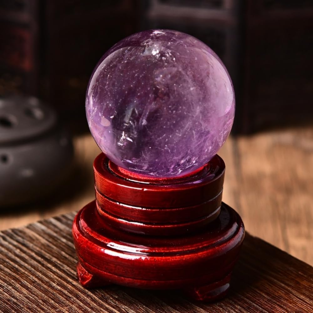 アメジスト 球体 木製台座付き アメジストクリスタル 木製台座付き