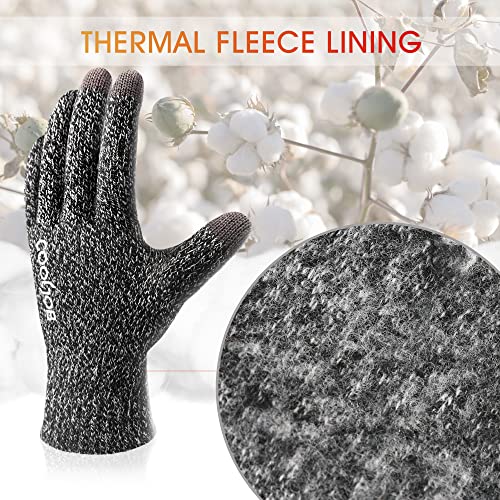 Cooljob Warm Fleece Knit Winter Gloves For Men Women, Touch Screen Fingers, Non-Slip Silicone Grip And Elastic Cuff (1 Pair S, Heather Gray) #TOP1