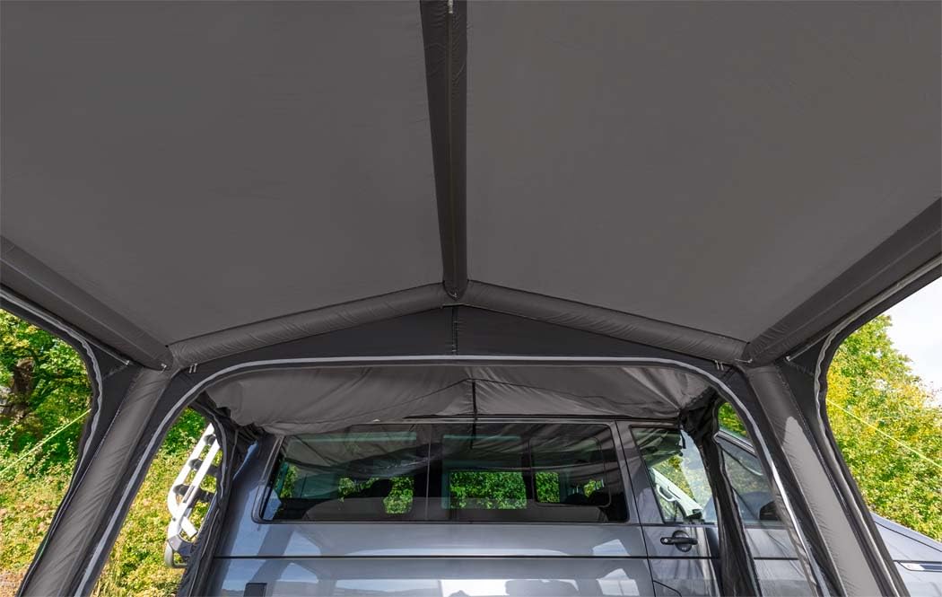 BERGER Pontina Air Busvorzelt | Reisemobilvorzelt Tunnelzelt Luftvorzelt Luftzelt Buszelt aufblasbar| Höhenverstellbar, 5000 mm Wassersäule, Freistehend für Auto Bus Minivan | 2,2 m Stehhöhe