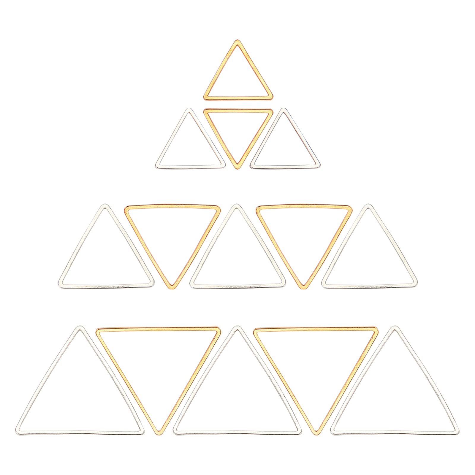 SUNNYCLUE60Pcs 3 Sizes Triangle Linking Rings Triangle Open Bezel Charms Earring Charm Connector Links Frames for DIY Crafts Earring Necklace Resin Pendant Making, Sliver & Golden