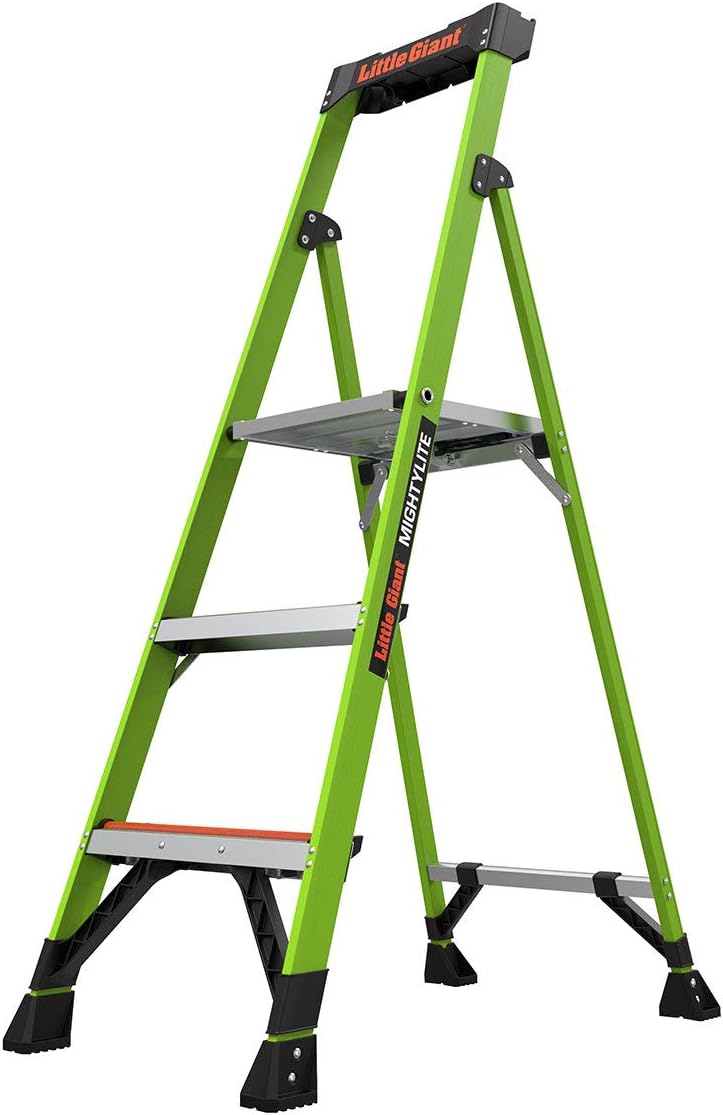 Little Giant Ladders, MightyLite, M5, 5 ft Stepladder, Ground Cue, Fiberglass, Type IAA, 375 lbs weight rating, Green, (15385-001)