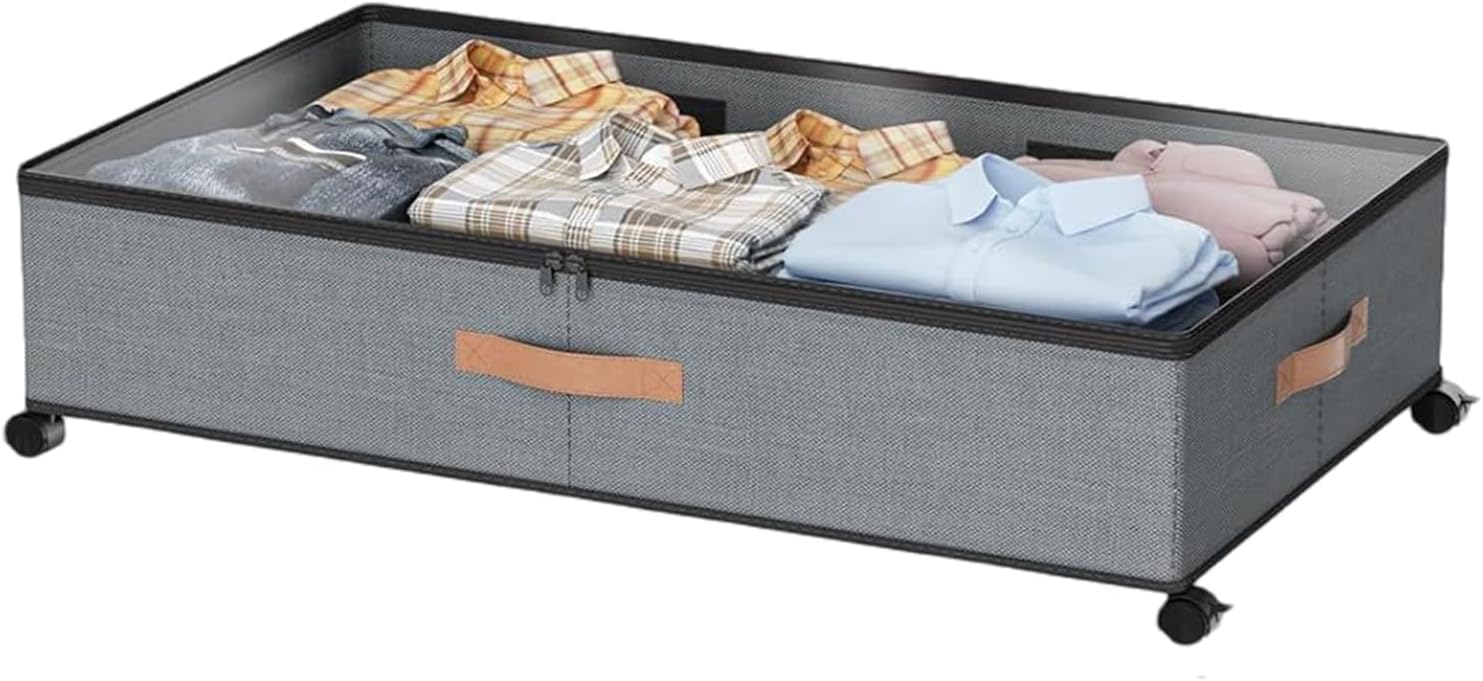 Under Bed Storage - Under Bed Organizer With Wheels, 72L Organizer With Wheels Lid, Unders Beds Organizers, Beds Storage Bins For Shoe Clothes Sheet Toy Blanket Bedding Home Room Apartment