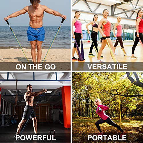 CORATED Resistance Bands Set - Beginner - Professional - Exercise Band for Working Out - Includes Stackable Workout Bands, Handles, Ankle Straps and Carry Bag