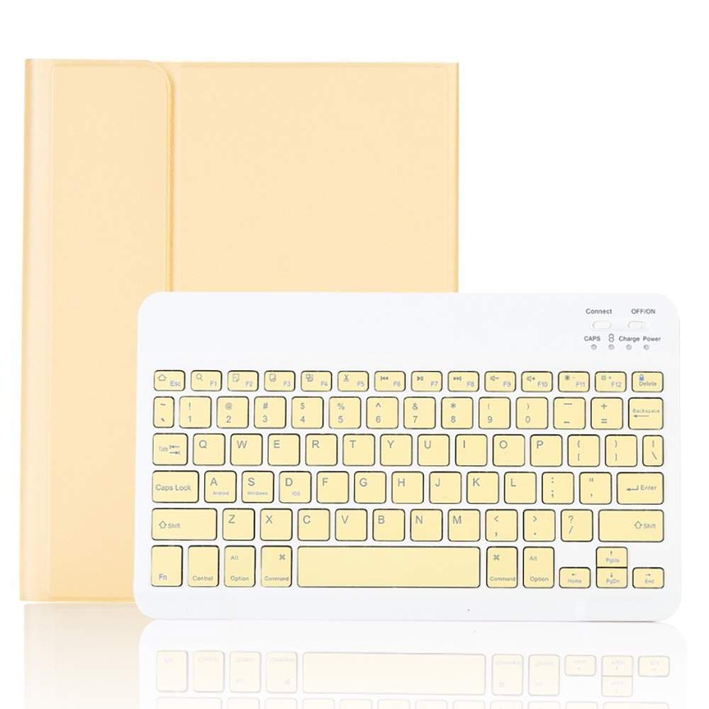 Étui clavier Touchpad pour iPad Mini 6 2021/iPad Mini 6ème génération, 7 couleurs mignonnes clavier rétroéclairé avec coque intelligente fine, porte-crayon intégré, jaune