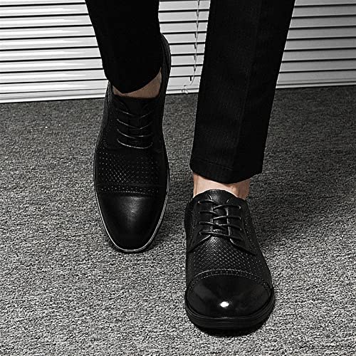 Single Season Oxford Dress Shoes for Men Lace Up Cap Toe Burnished Toe Derby Shoes Vegan Leather Rubber Sole Slip Resistant Block Heel Low Top Classic Very Popular Among Young People4