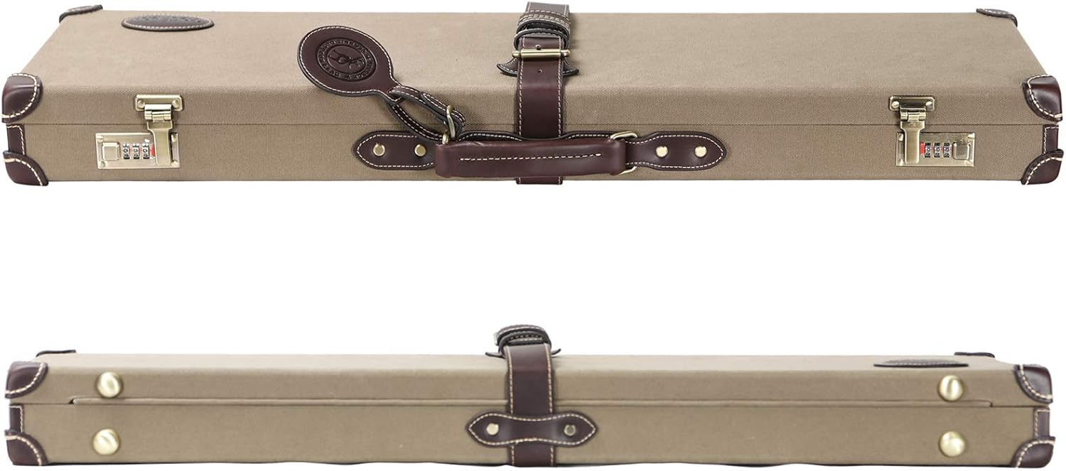 TOURBON Vintage Shotgun Case Hard Gun Storage Box with Soild Brass Lock