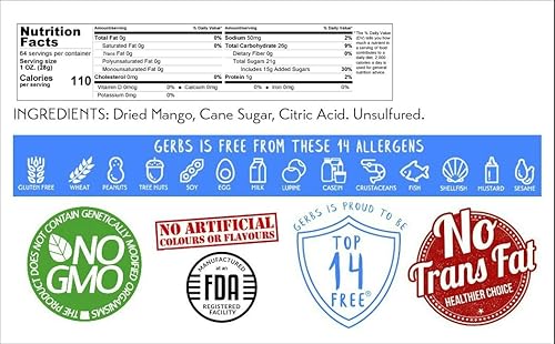 Miniatura 9 de Frutas secas GERBS, Top 14 libres de alergia alimentaria, sin sulfuro, sin conservantes, sin OMG, vegano