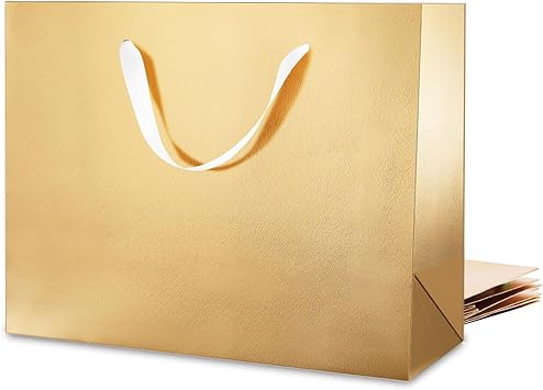 MALICPLUS Extra Large Gold Gift Bags with Handles,16x6x12 Inch,4 Pack | with Grass Texture,Luxury,Reusable,Big,XL,Shopping Bag,for Party, Birthday, Christmas,Wedding