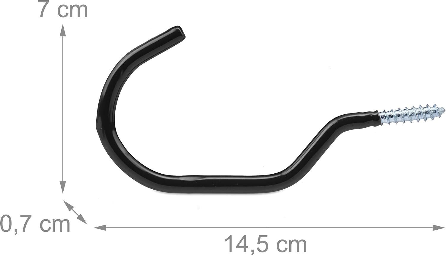 Relaxdays Bike Hooks, Set of 8, Wall & Ceiling Bicycle Suspension, Rubberised, Screw-In Hanger, Storage Rack, Black, Steel, 8er Set