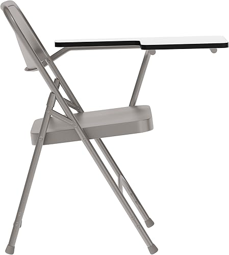 Miniatura 6 de BizChair Paquete de 2 sillas plegables de acero beige prémium con brazo para tableta zurdo, silla para eventos
