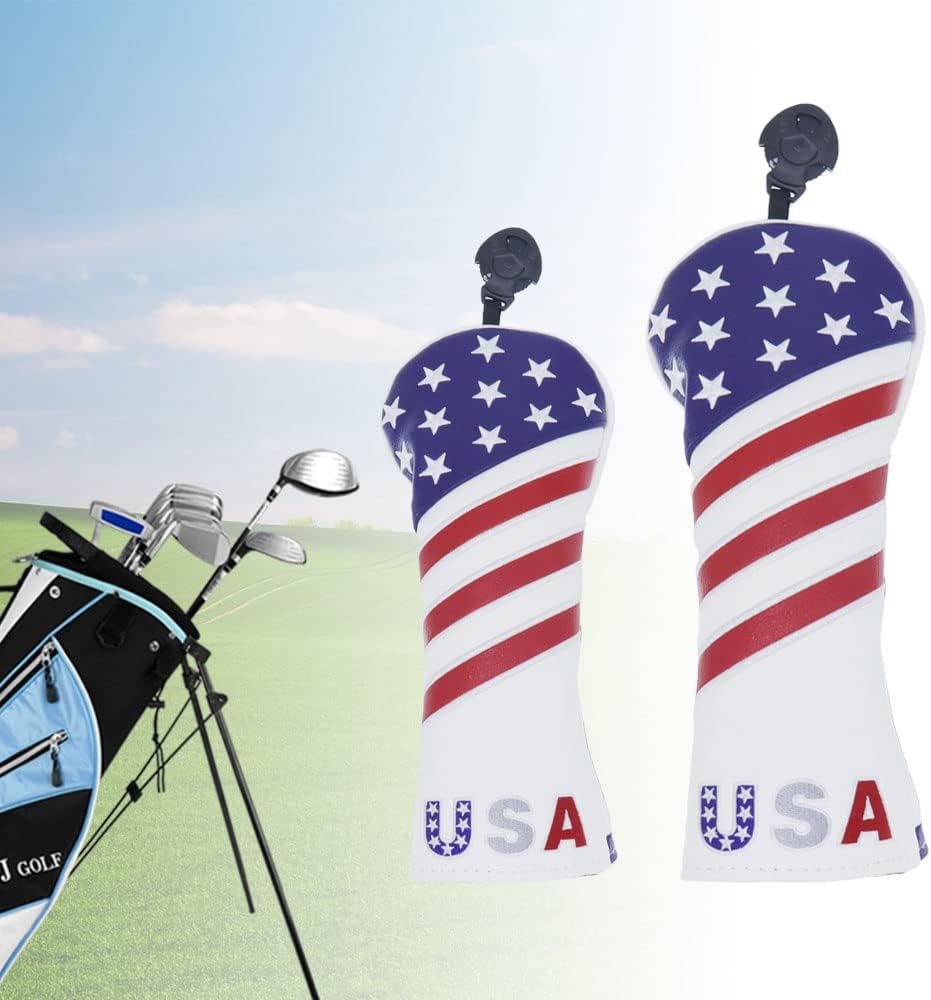 Golf Cover Red/White/Blue USA Flag Design Driver Fairway Wood Hybrid Cover Headcover Putter Blade Mallet Cover