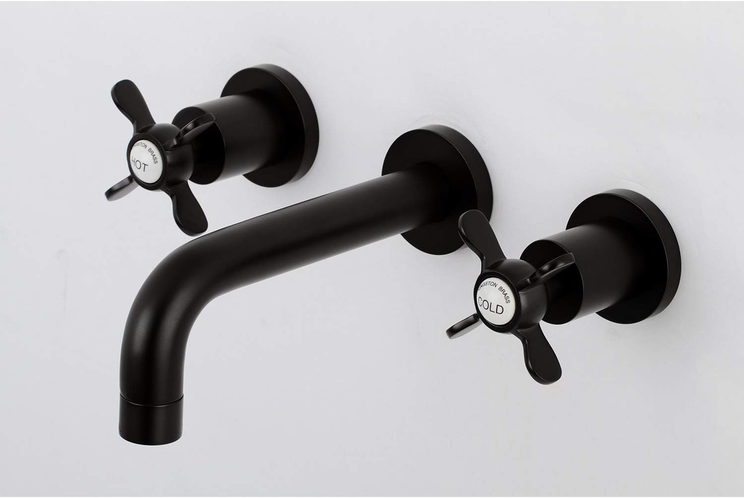 Kingston Brass KS8120BEX Essex 2-Handle 8 in. Wall Mount Bathroom Faucet, Matte Black